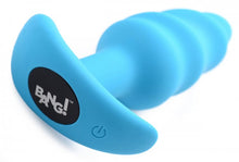 Load image into Gallery viewer, Bang! 21x Vibrating Silicone Swirl Butt Plug W/ Remote Blue
