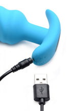 Load image into Gallery viewer, Bang! 21x Vibrating Silicone Swirl Butt Plug W/ Remote Blue
