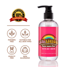 Load image into Gallery viewer, bottle of Original water based personal lubricant 8.5 oz with badges 100% satisfaction guaranteed, paraben free, suitable for all skin types, no animal testing, cruelty free, non allergenic, hypoallergenic, safe for pH, safe to use
