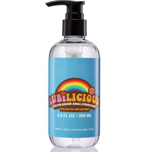 Anal Lube 8.5 oz bottle by Lubilicious - have more fun with your bum - anal ease lubricant for butt play with anal beads, anal penetration, butt plugs, pegging, strap ons