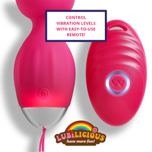 Load image into Gallery viewer, up close picture of large vibrating kegel ball with remote control with different vibration levels good for urinary incontinence and also as a sex toy for partners
